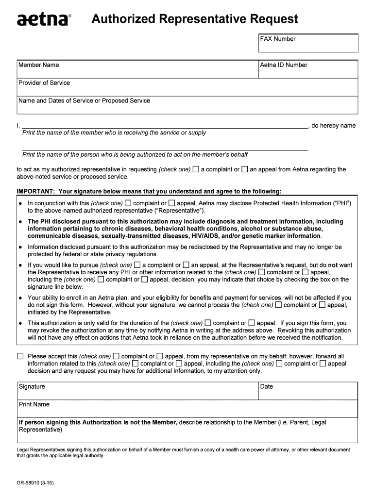  Form Authorized Representative Request 2015-2024