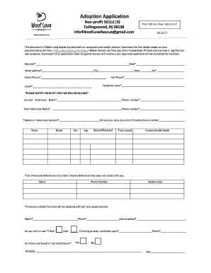 Woof Love Rescue Application  Form