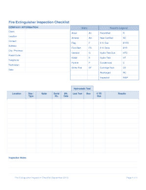 Fire Extinguisher Checklist  Form