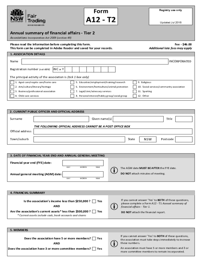  Nsw Fair Trading Form A12 T2 2020