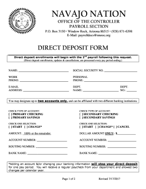 FACU DIRECT DEPOSIT FORM