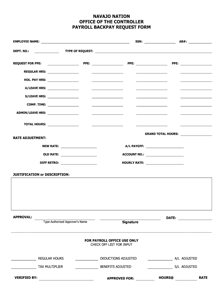 PAYROLL BACKPAY REQUEST FORM