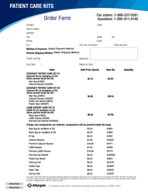 Allergan Patient Care Kits  Form