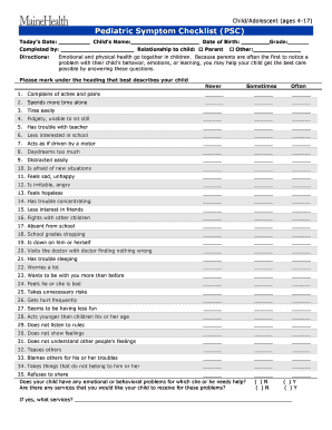 Child Mental Health Assessment Template  Form