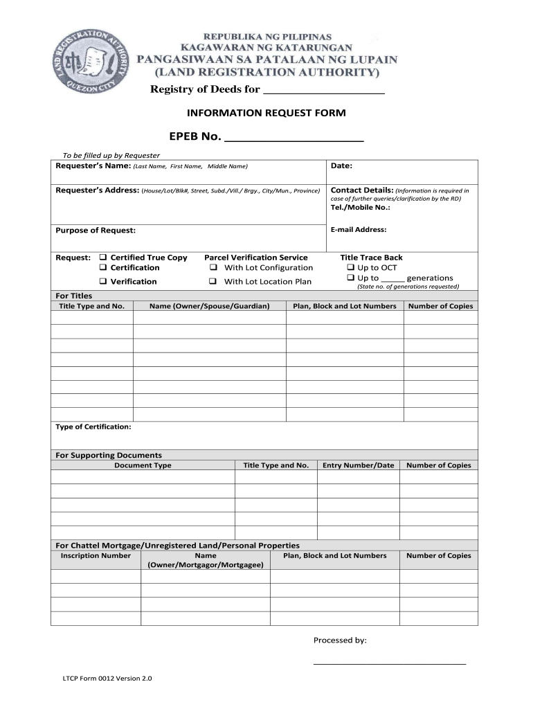 Ltcp Form 0012 Version 2 0