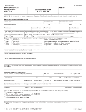  PC 670, Minor Guardianship Social History 2017-2024