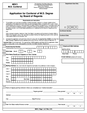 New York Medical License Application PDF  Form