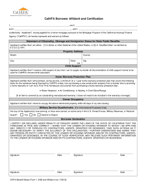 Calhfa Borrower Affidavit Form