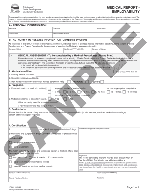 Medical Report Employability Form Bc