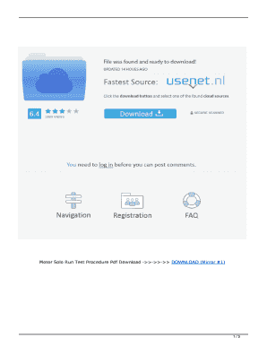 Motor Solo Run Test Procedure PDF  Form