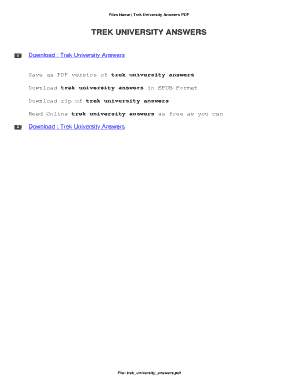 Trek University Answers  Form