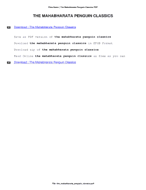 Mahabharata Penguin Classics PDF  Form