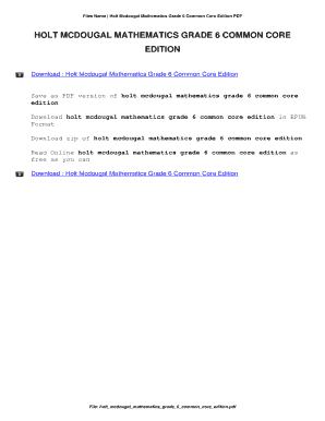 Holt Mcdougal Mathematics Grade 6 Answer Key PDF  Form