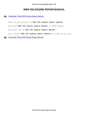 Bmw N52 Engine Repair Manual  Form