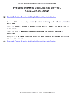 Process Dynamics Modeling and Control Solutions Manual PDF  Form