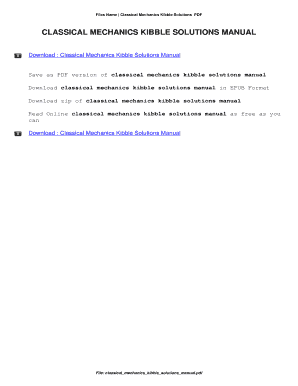 Classical Mechanics Kibble Solutions Manual PDF  Form