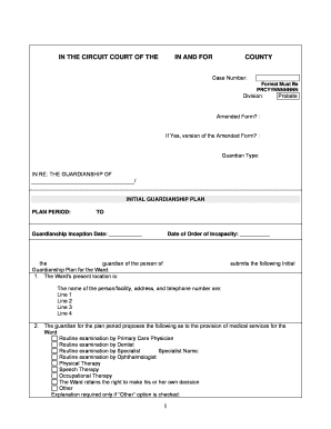 Initial Guardianship Plan  Form