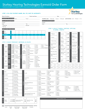 Starkey Earmold Order Form