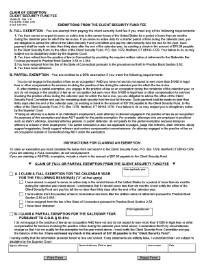  CLAIM of EXEMPTION CLIENT SECURITY FUND FEE 2014