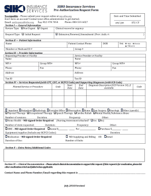 Siho Prior Authorization Form