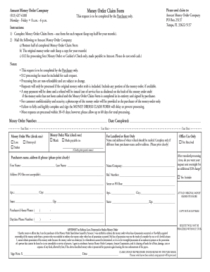 Amscot Money Order  Form