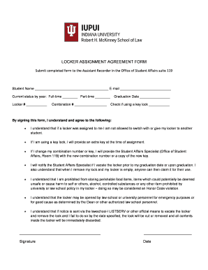 Locker Agreement  Form