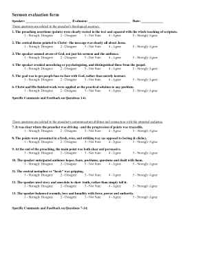 Sermon Evaluation Form