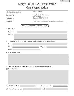 Grant Programs & Applications Mary Chilton DAR Foundation Form