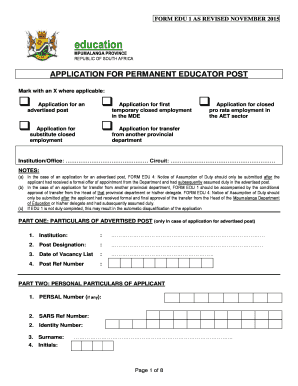  Edu 1 Form 2015-2024