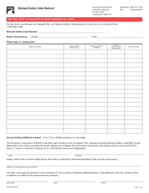 MV2610 National Safety Code Abstract National Safety Code Abstract  Form