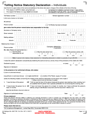  Form Notice Statutory Declaration 2017-2024