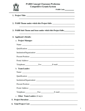 Parb Concept Note  Form