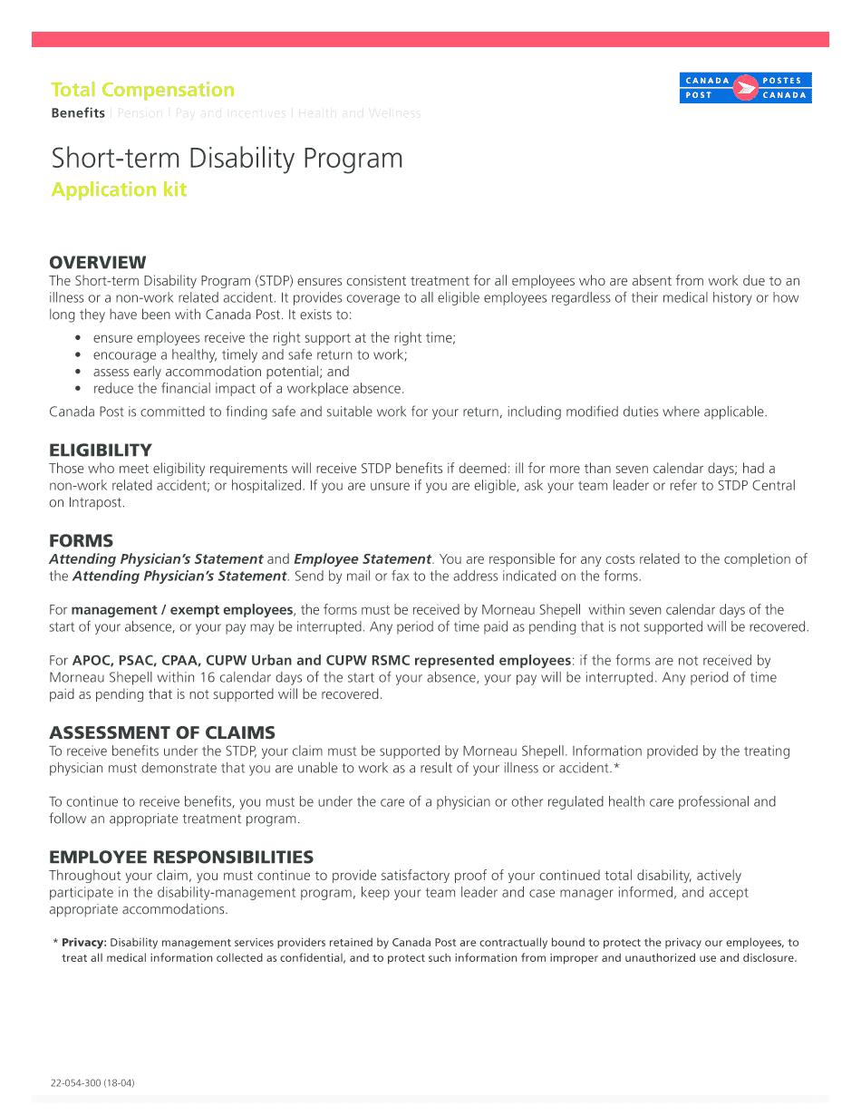  the Short Term Disability Program STDP Ensures Consistent Treatment for All Employees Who Are Absent from Work Due to an 2018-2024
