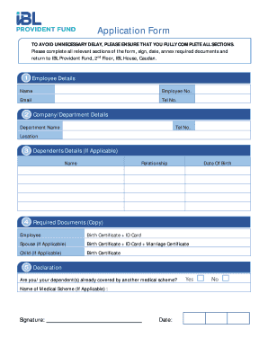 Ibl Provident Fund  Form