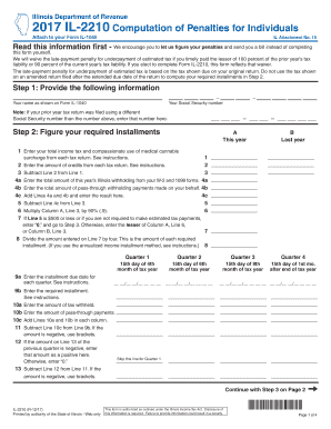 IL 2210, Computation of Penalties for Individuals  Form