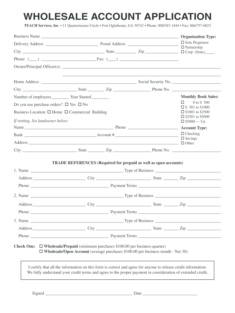 Wholesale Application  Form