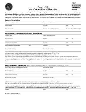  Loan Out Affidavit Allocation 2020