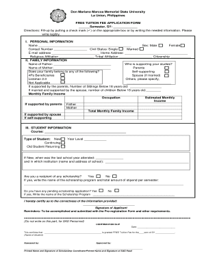 Dmmmsu Enrollment  Form