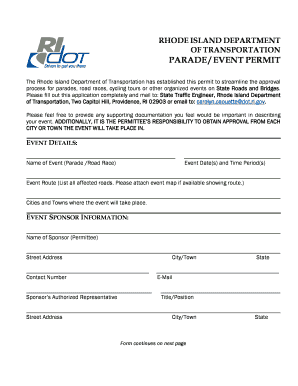  RIDOT Parade Event Permit Application DOC 2017-2024