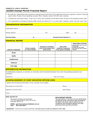 Lg220a Exempt Permit Financial Reporting  Form