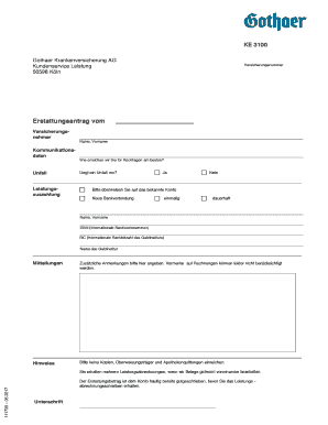 Gothaer Krankenversicherung Erstattungsantrag  Form