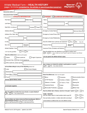  Special Olympics Medical Form Special Olympics Washington 2016