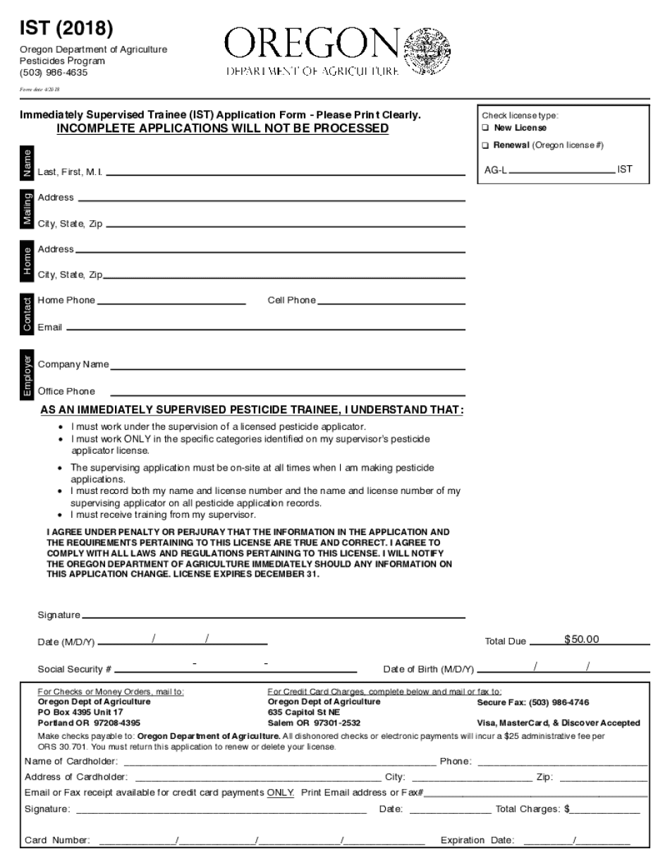  Immediately Supervised Trainee IST Application Form 2018