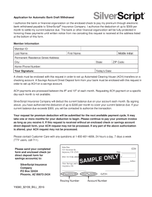 Automatic Bank Draft Withdrawal SilverScript  Form