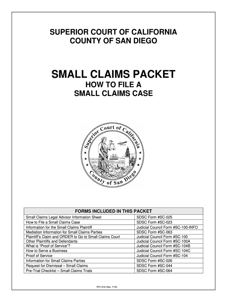  Small Claims Court San Diego Forms 2018