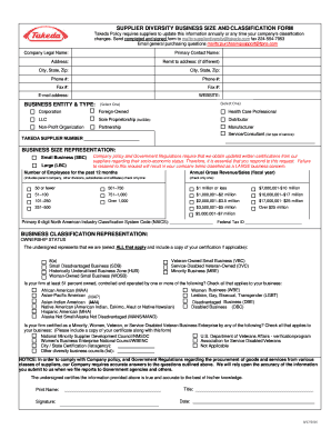 SUPPLIER DIVERSITY BUSINESS SIZE and CLASSIFICATION FORM