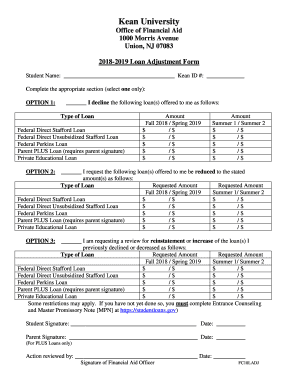  Loan Adjustment Form 2018