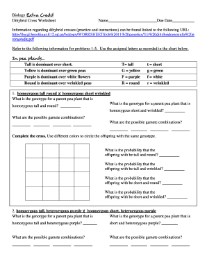 Biology Dihybrid Cross Worksheet  Form