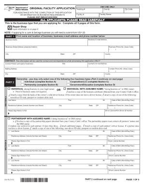Original Facility Application  Form