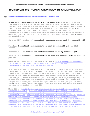 Leslie Cromwell Biomedical Instrumentation and Measurement PDF  Form